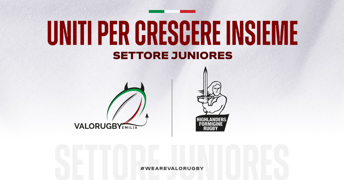 Rappresentazione grafiche del logo Valorugby Emilia e Highlanders Formigine, inizio della collaborazione