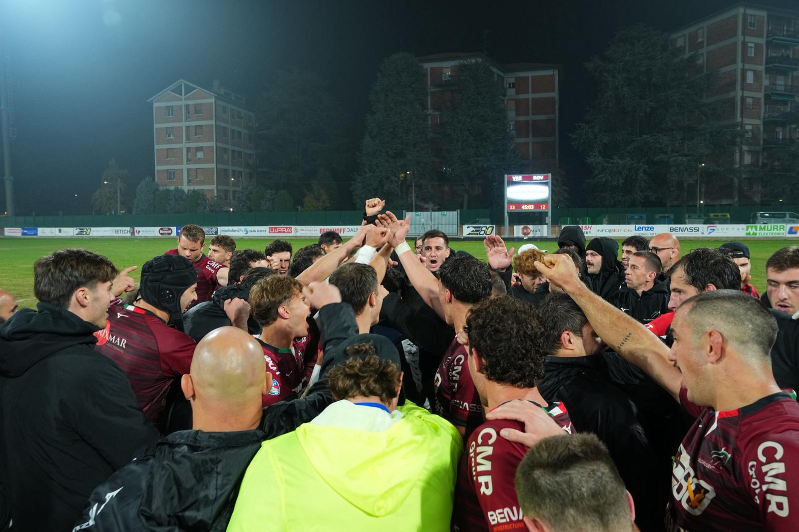 Valorugby festeggia vittoria contro Rovigo