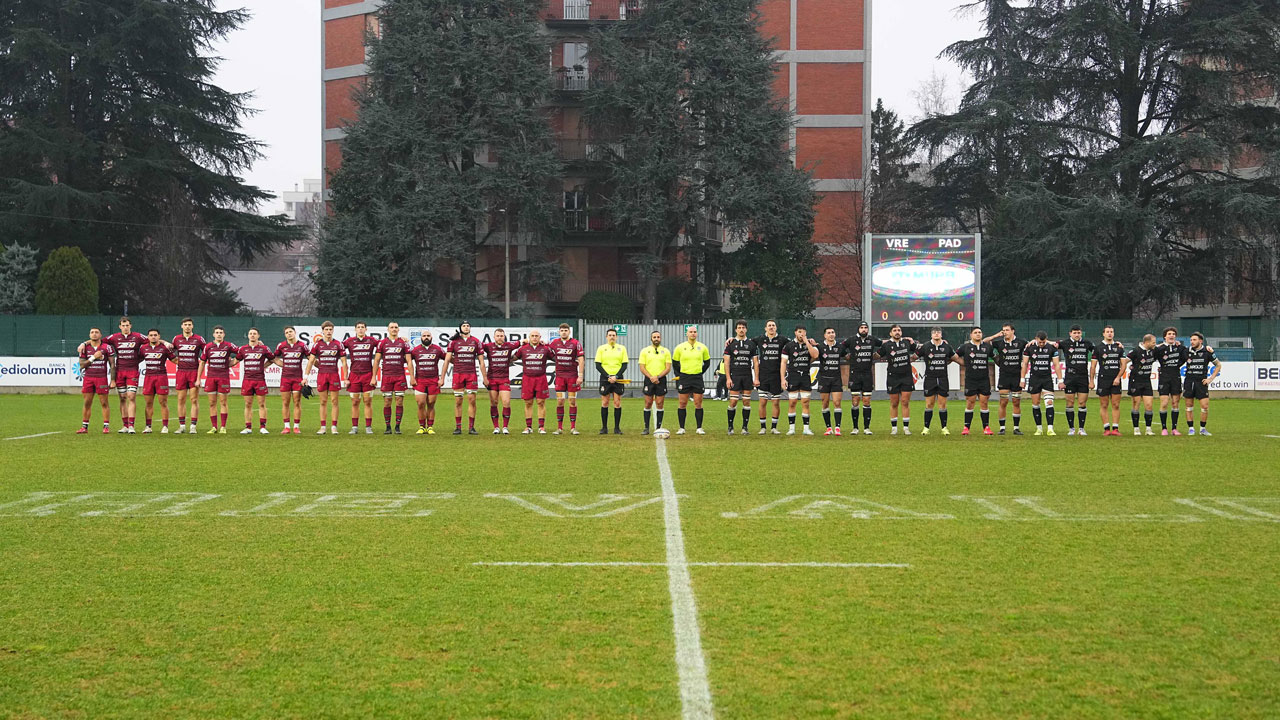Squadre schierate Valorugby contro Petrarca Padova rugby